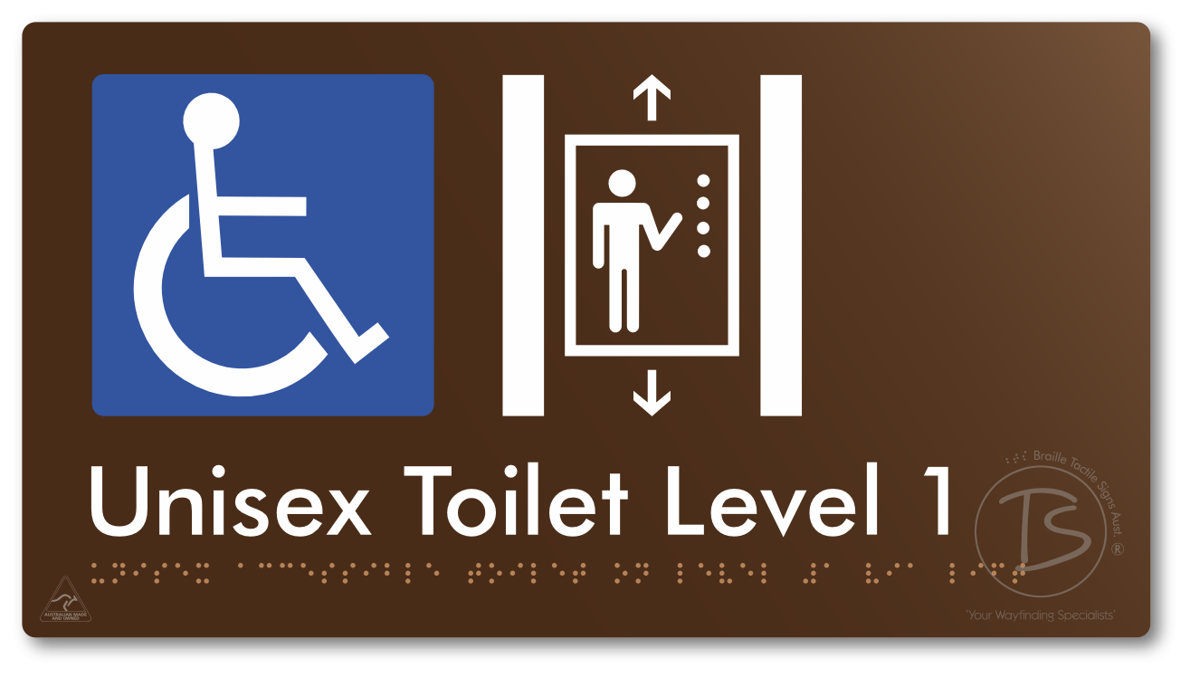 Unisex Accessible Toilet on Level 1 Via Lift - Braille Tactile Signs Aust.