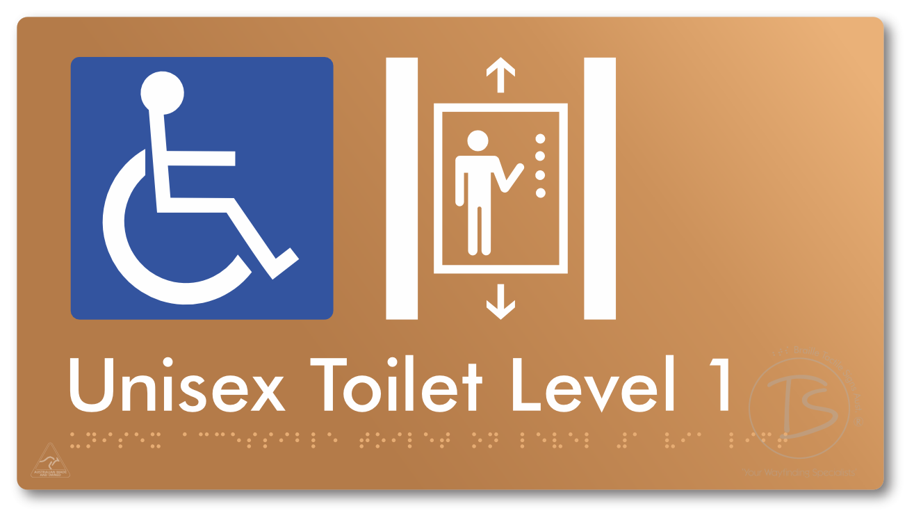 Unisex Accessible Toilet on Level 1 Via Lift - Braille Tactile Signs Aust.