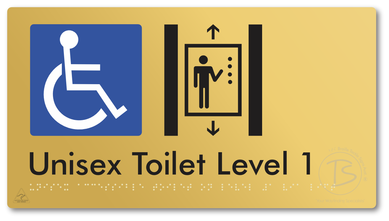 Unisex Accessible Toilet on Level 1 Via Lift - Braille Tactile Signs Aust.