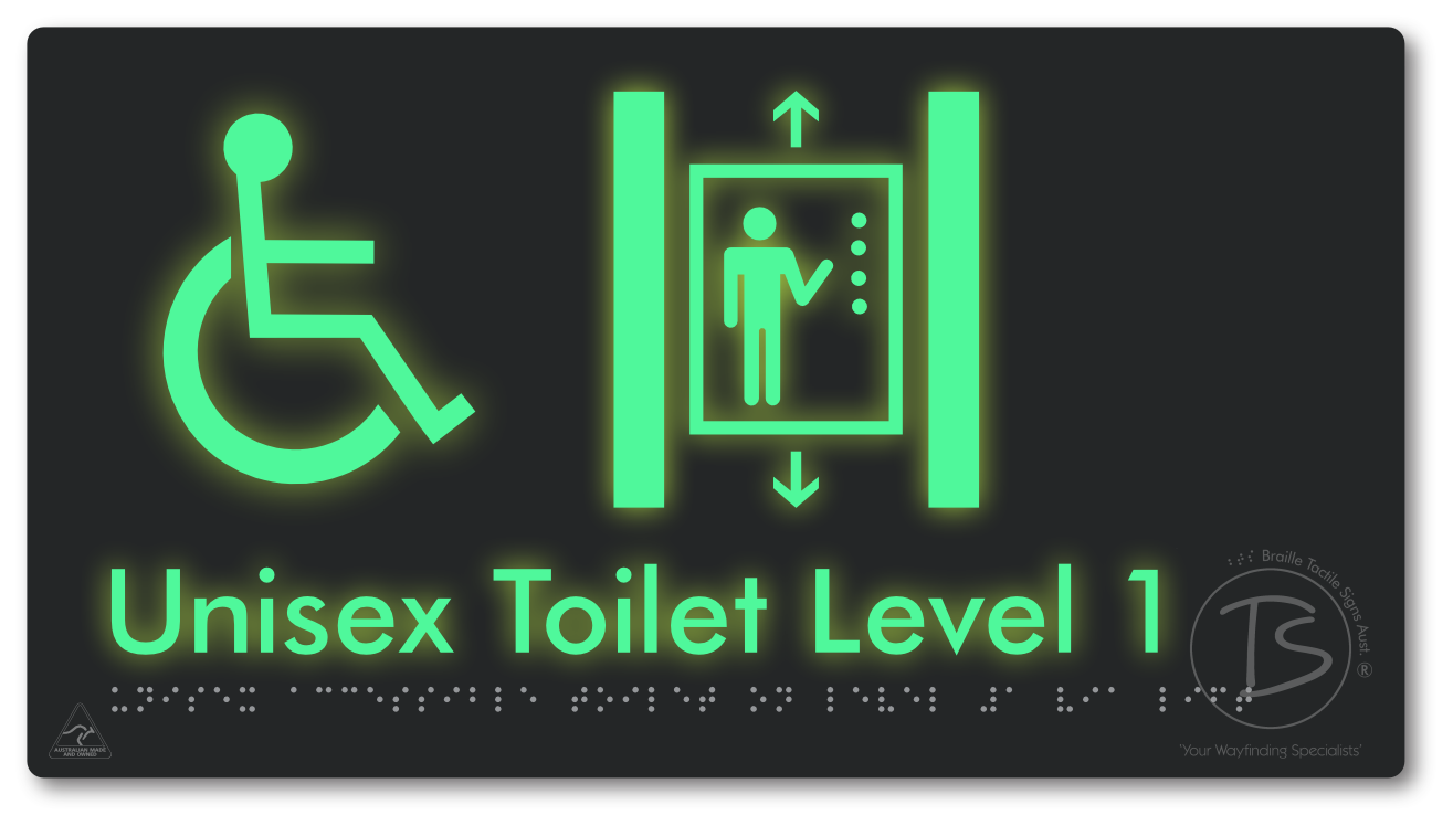 Unisex Accessible Toilet on Level 1 Via Lift - Braille Tactile Signs Aust.