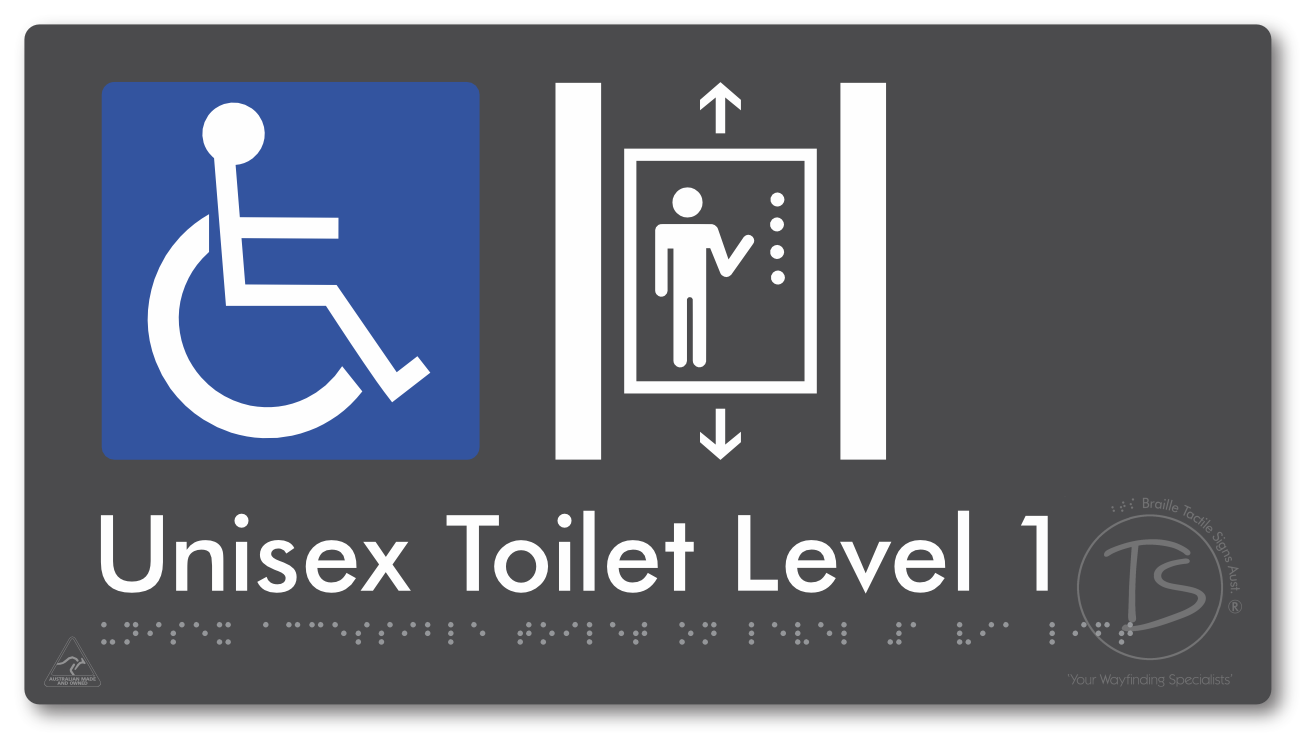 Unisex Accessible Toilet on Level 1 Via Lift - Braille Tactile Signs Aust.
