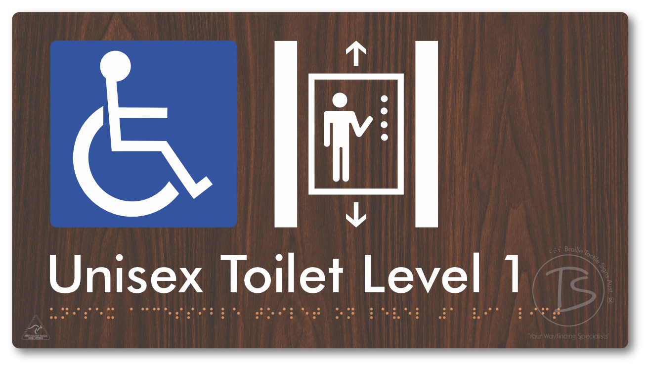 Unisex Accessible Toilet on Level 1 Via Lift - Braille Tactile Signs Aust.