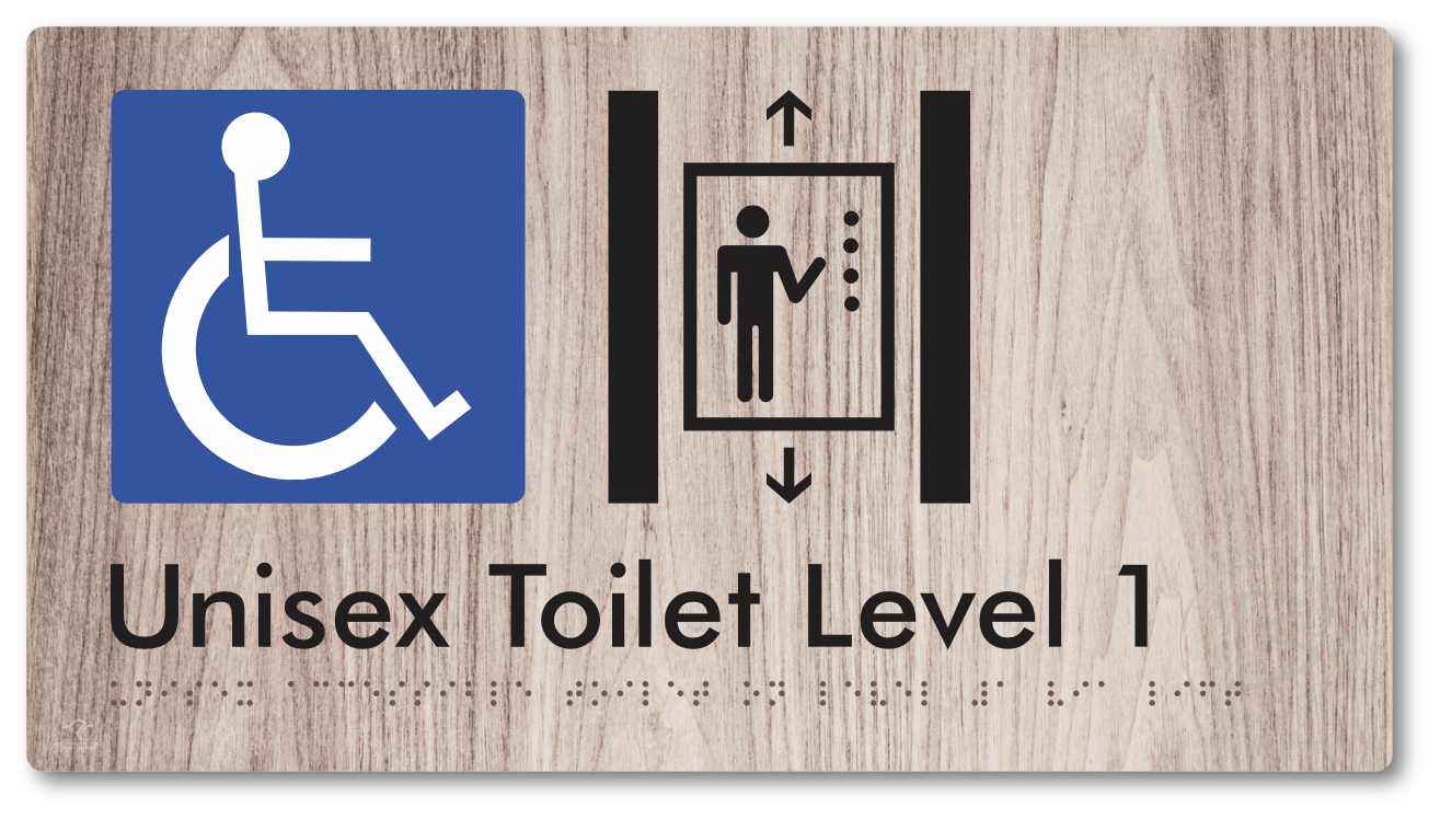 Unisex Accessible Toilet on Level 1 Via Lift - Braille Tactile Signs Aust.