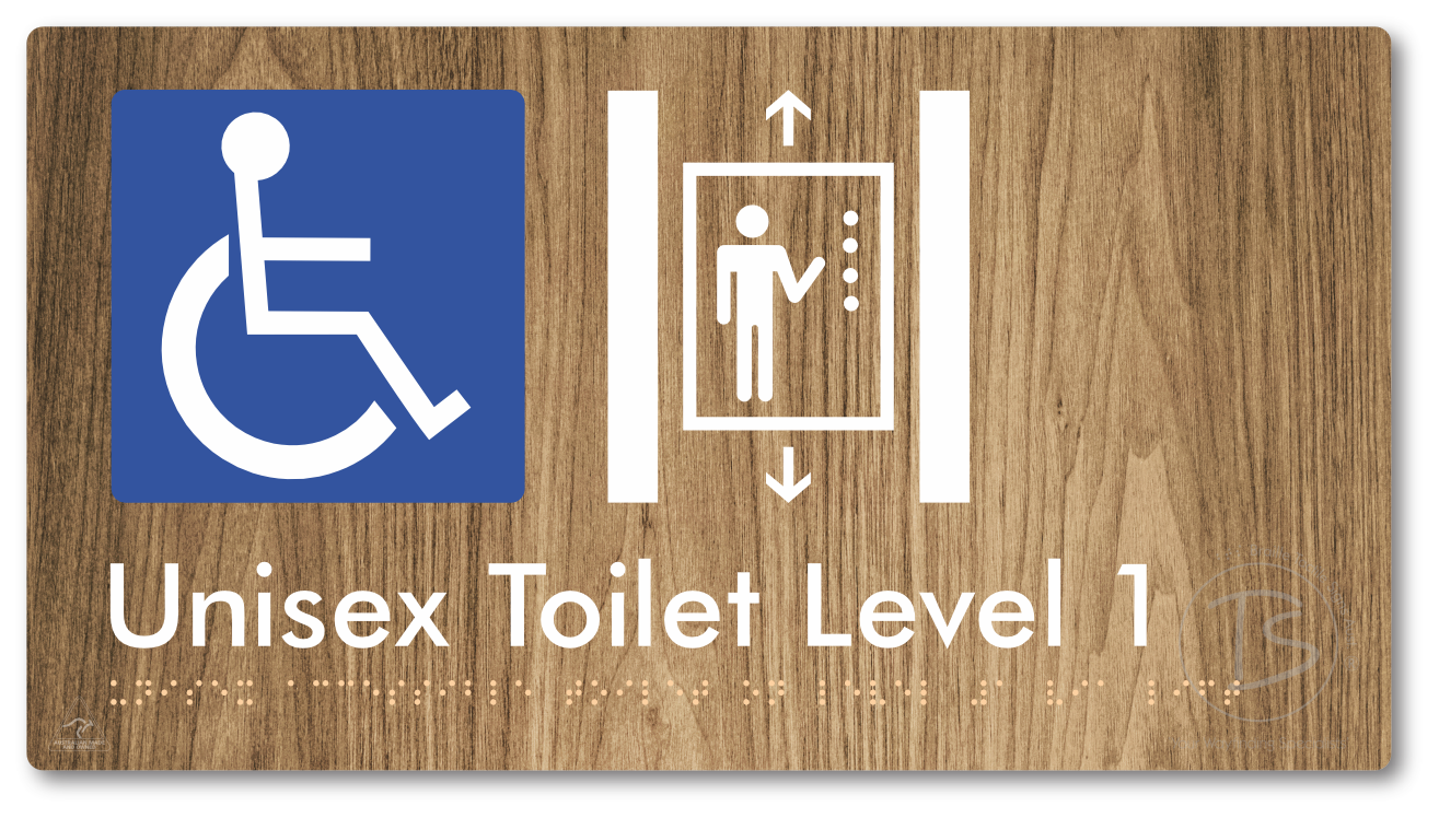 Unisex Accessible Toilet on Level 1 Via Lift - Braille Tactile Signs Aust.