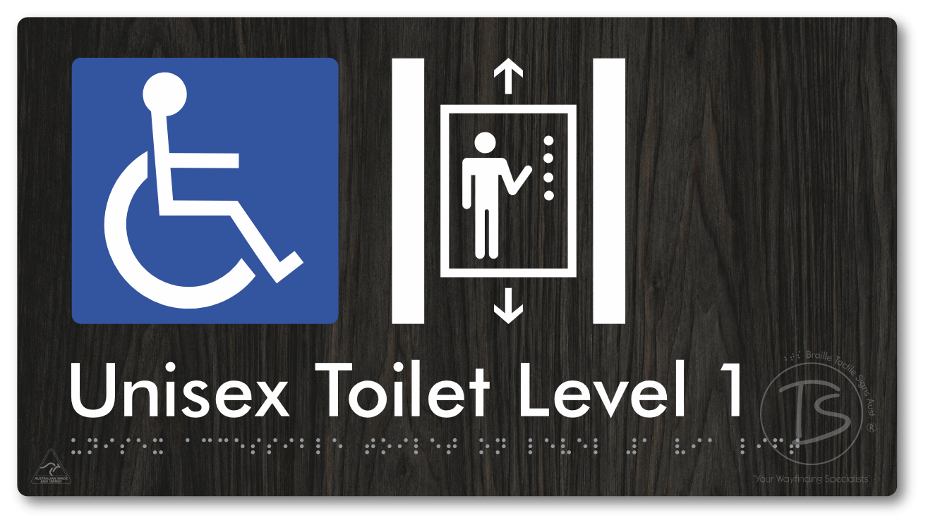 Unisex Accessible Toilet on Level 1 Via Lift - Braille Tactile Signs Aust.