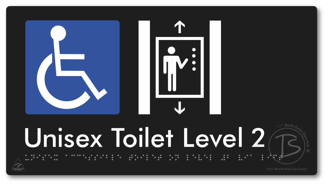 Unisex Accessible Toilet on Level 2 Via Lift - Braille Tactile Signs Aust.