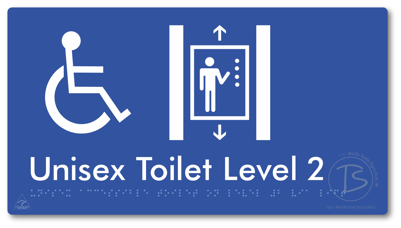 Unisex Accessible Toilet on Level 2 Via Lift - Braille Tactile Signs Aust.