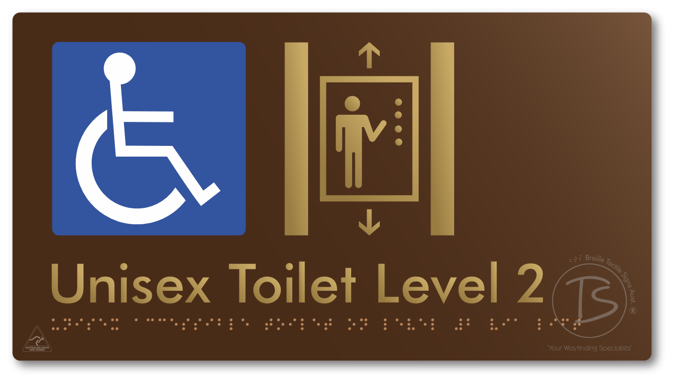 Unisex Accessible Toilet on Level 2 Via Lift - Braille Tactile Signs Aust.