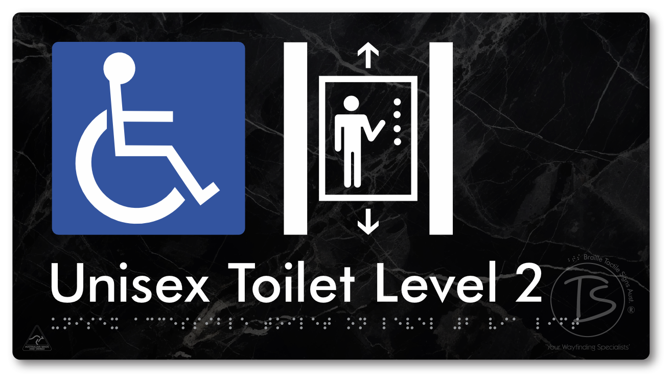 Unisex Accessible Toilet on Level 2 Via Lift - Braille Tactile Signs Aust.