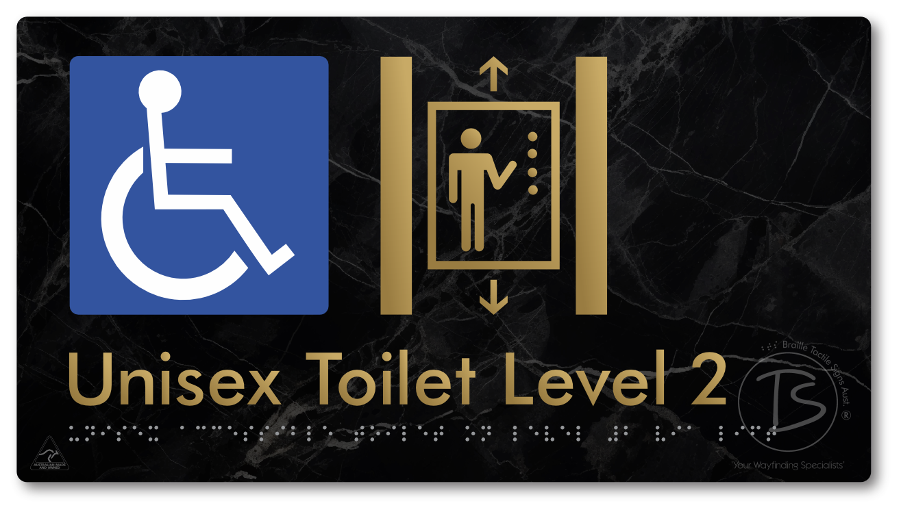 Unisex Accessible Toilet on Level 2 Via Lift - Braille Tactile Signs Aust.