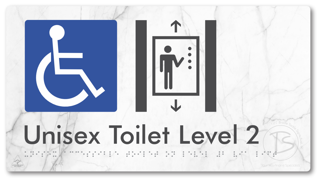 Unisex Accessible Toilet on Level 2 Via Lift - Braille Tactile Signs Aust.