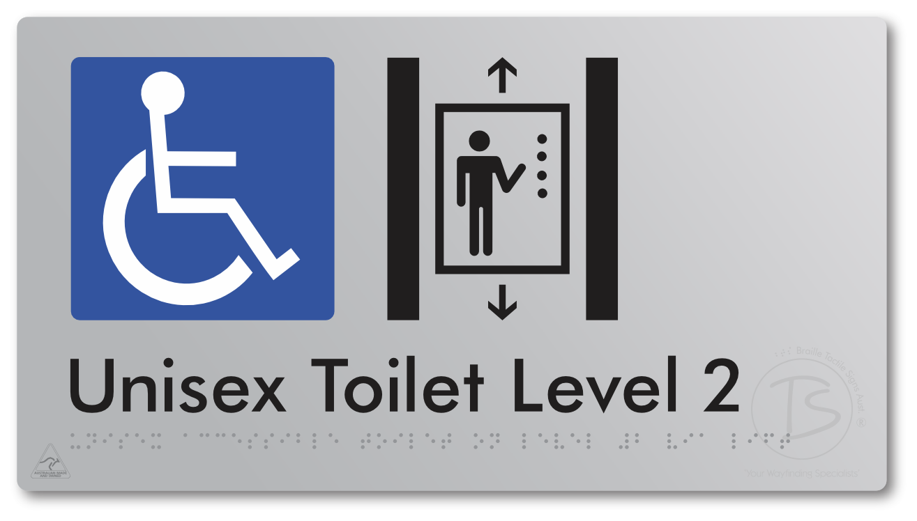 Unisex Accessible Toilet on Level 2 Via Lift - Braille Tactile Signs Aust.