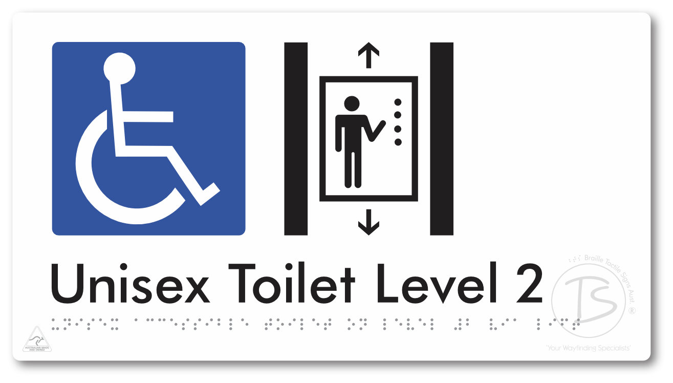 Unisex Accessible Toilet on Level 2 Via Lift - Braille Tactile Signs Aust.