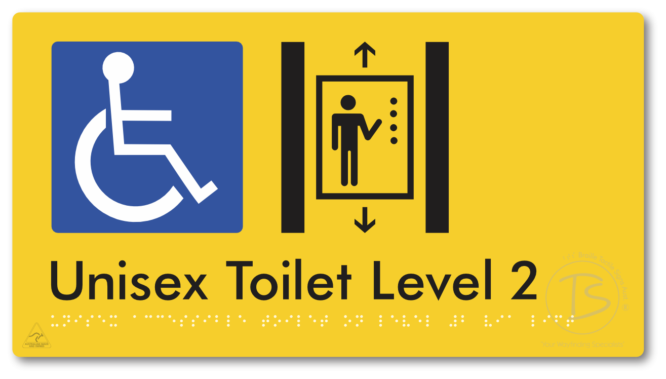 Unisex Accessible Toilet on Level 2 Via Lift - Braille Tactile Signs Aust.