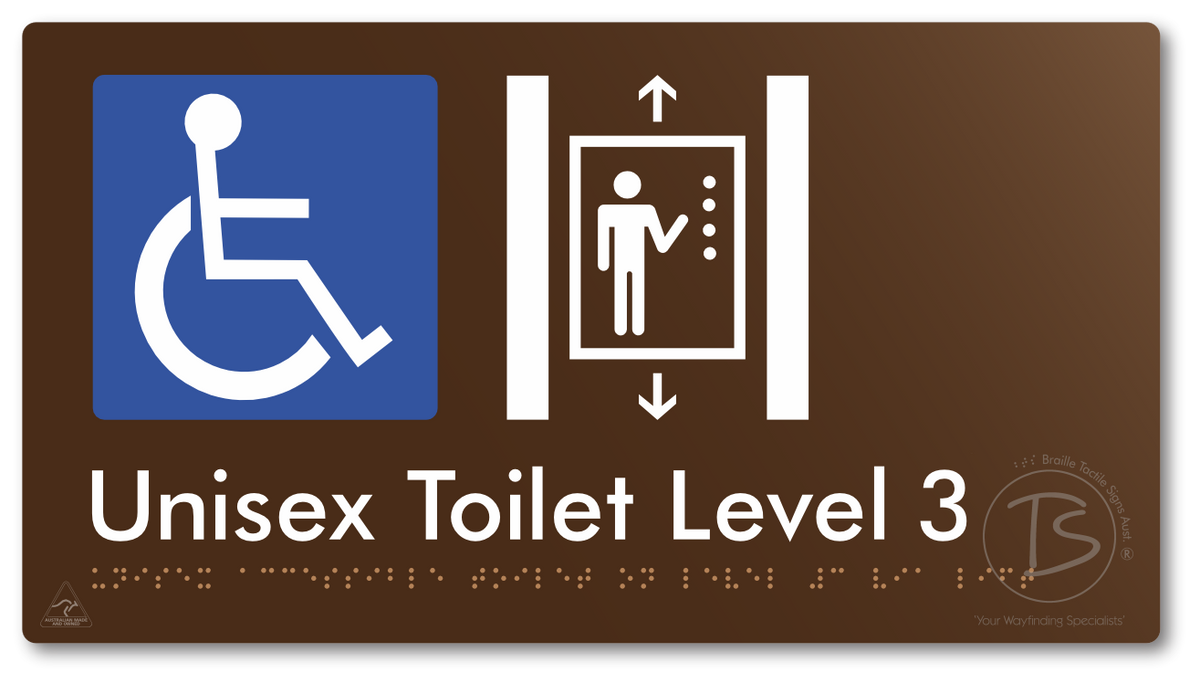 Unisex Accessible Toilet on Level 3 Via Lift - Braille Tactile Signs Aust.