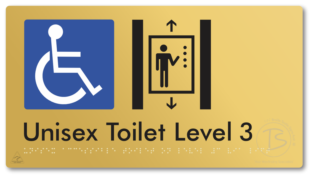 Unisex Accessible Toilet on Level 3 Via Lift - Braille Tactile Signs Aust.