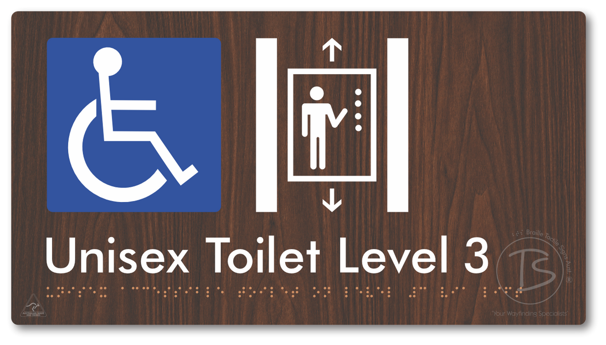 Unisex Accessible Toilet on Level 3 Via Lift - Braille Tactile Signs Aust.