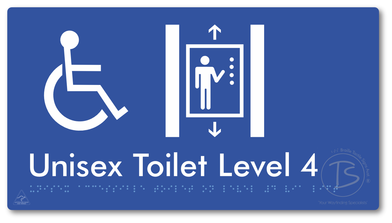 Unisex Accessible Toilet on Level 4 Via Lift - Braille Tactile Signs Aust.