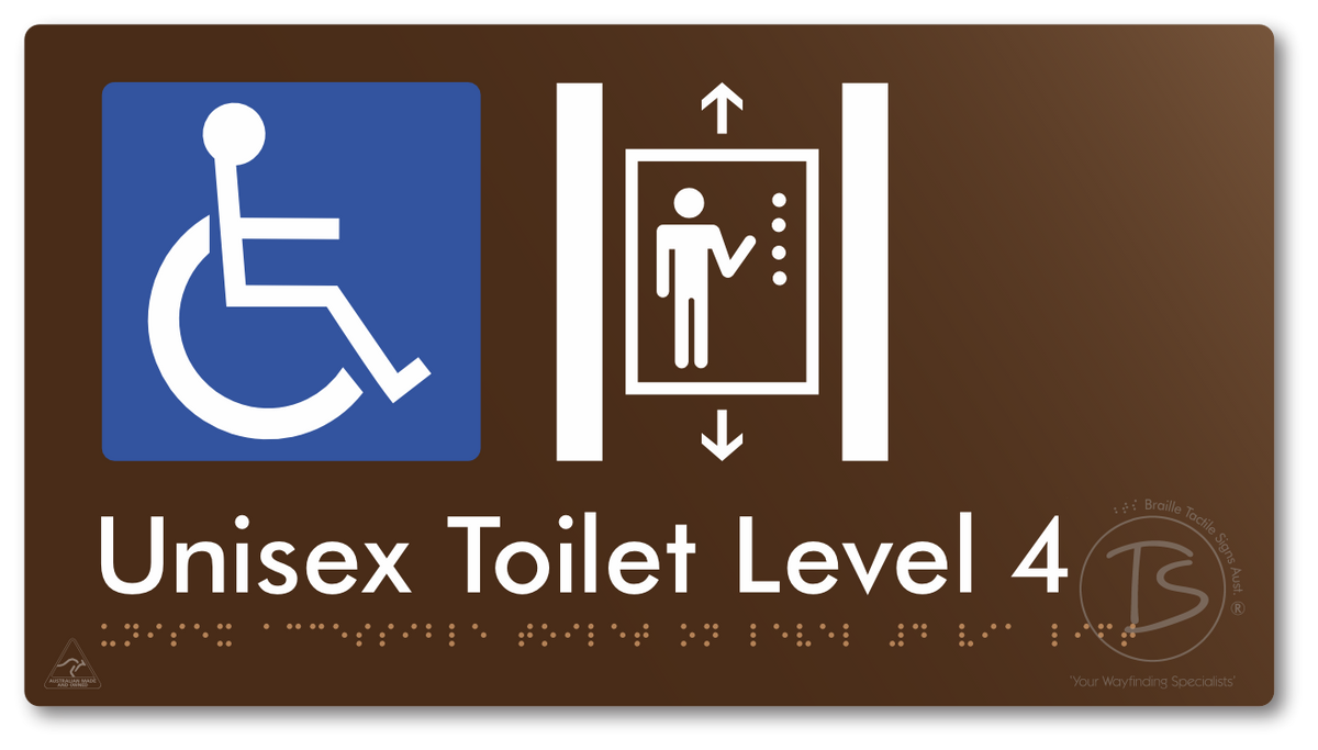 Unisex Accessible Toilet on Level 4 Via Lift - Braille Tactile Signs Aust.