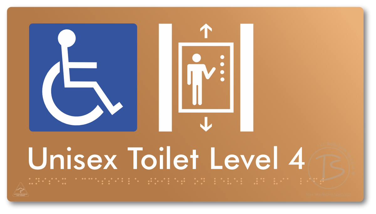 Unisex Accessible Toilet on Level 4 Via Lift - Braille Tactile Signs Aust.
