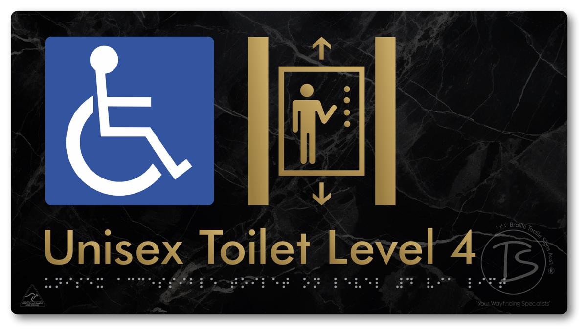 Unisex Accessible Toilet on Level 4 Via Lift - Braille Tactile Signs Aust.