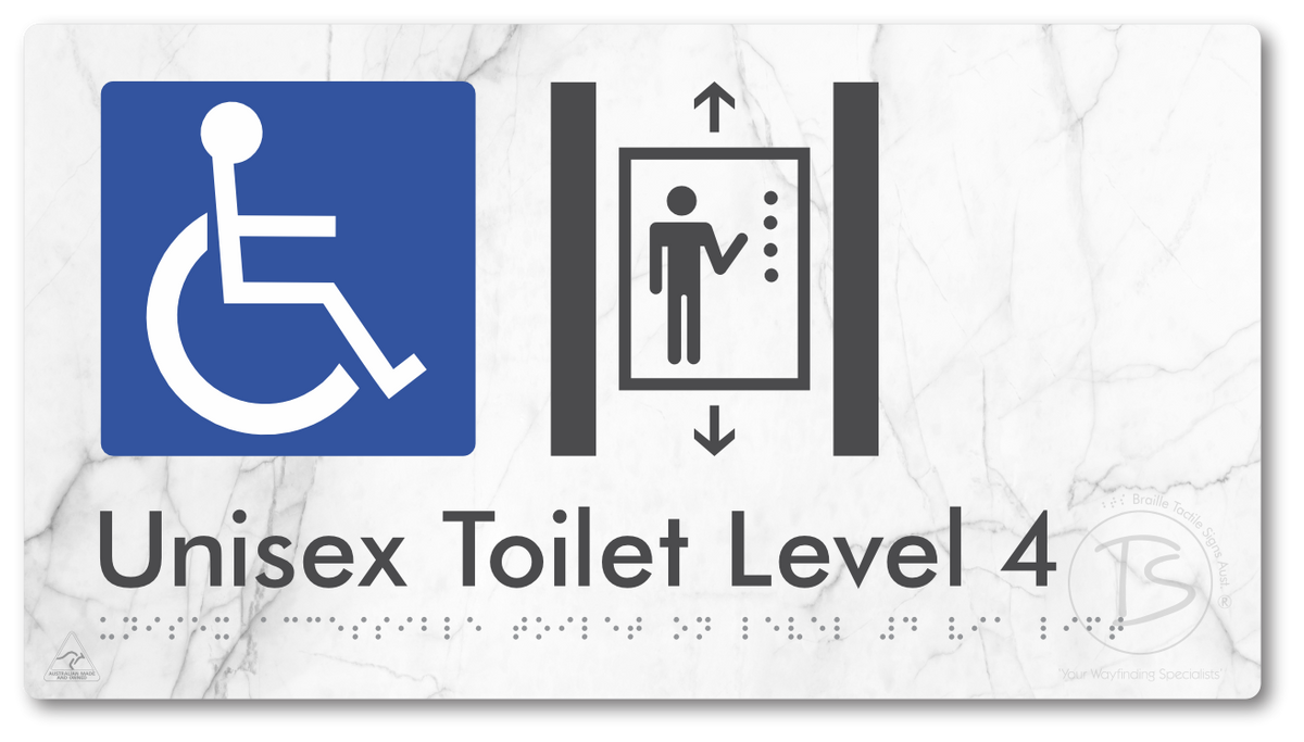Unisex Accessible Toilet on Level 4 Via Lift - Braille Tactile Signs Aust.