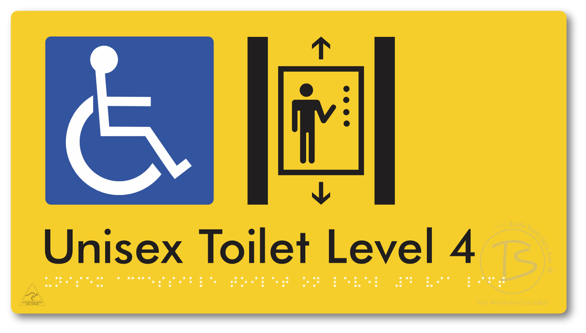 Unisex Accessible Toilet on Level 4 Via Lift - Braille Tactile Signs Aust.