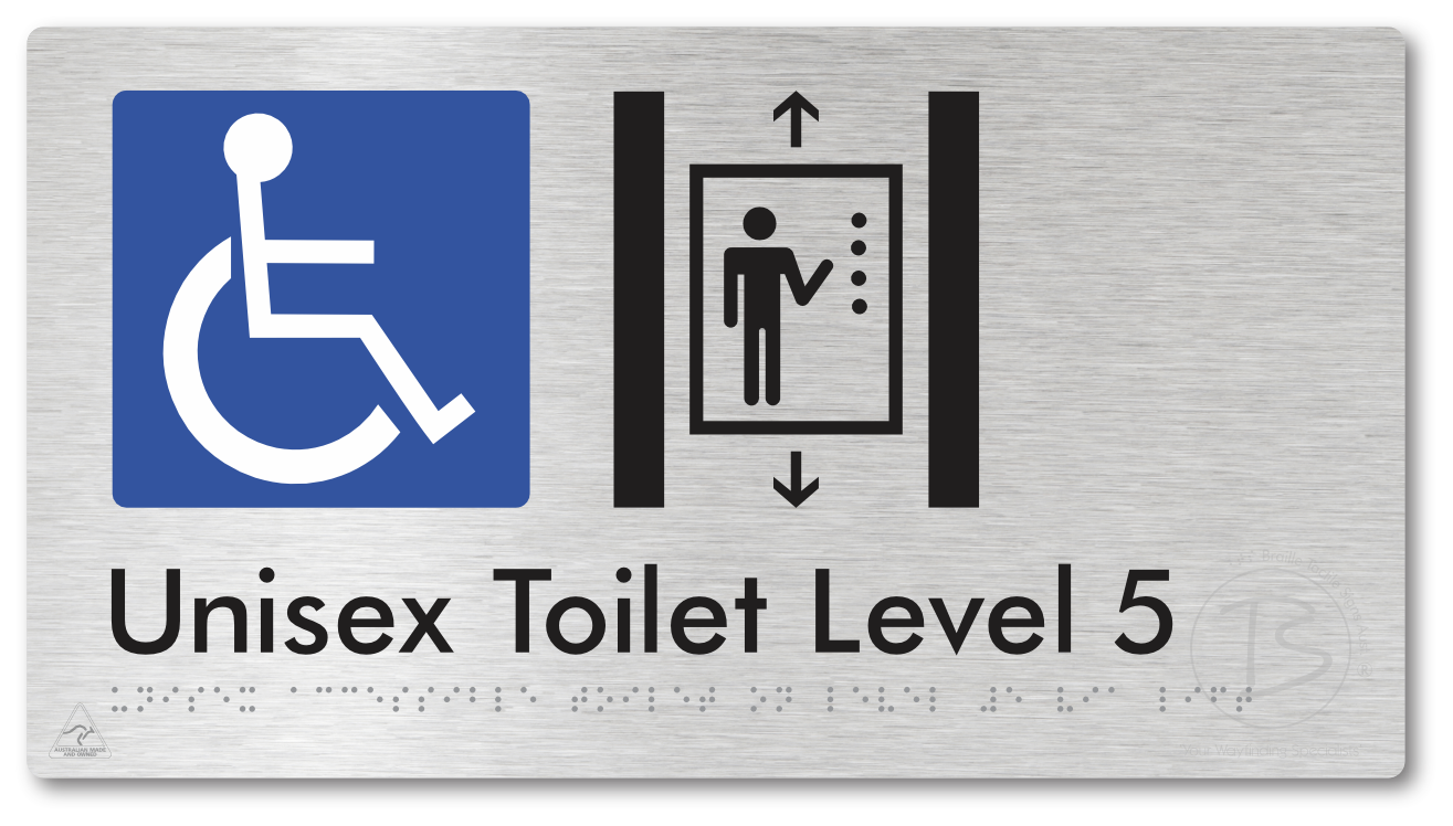 Unisex Accessible Toilet on Level 5 Via Lift - Braille Tactile Signs Aust.