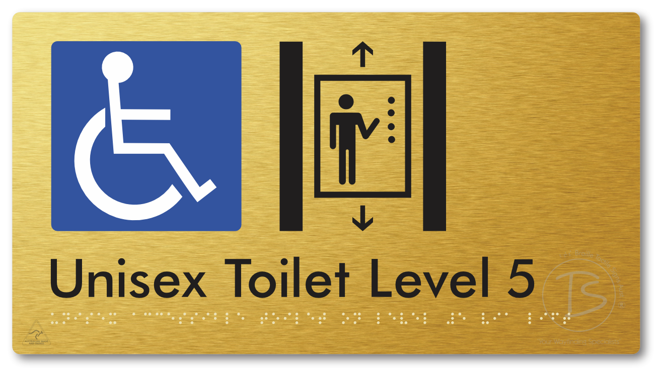 Unisex Accessible Toilet on Level 5 Via Lift - Braille Tactile Signs Aust.