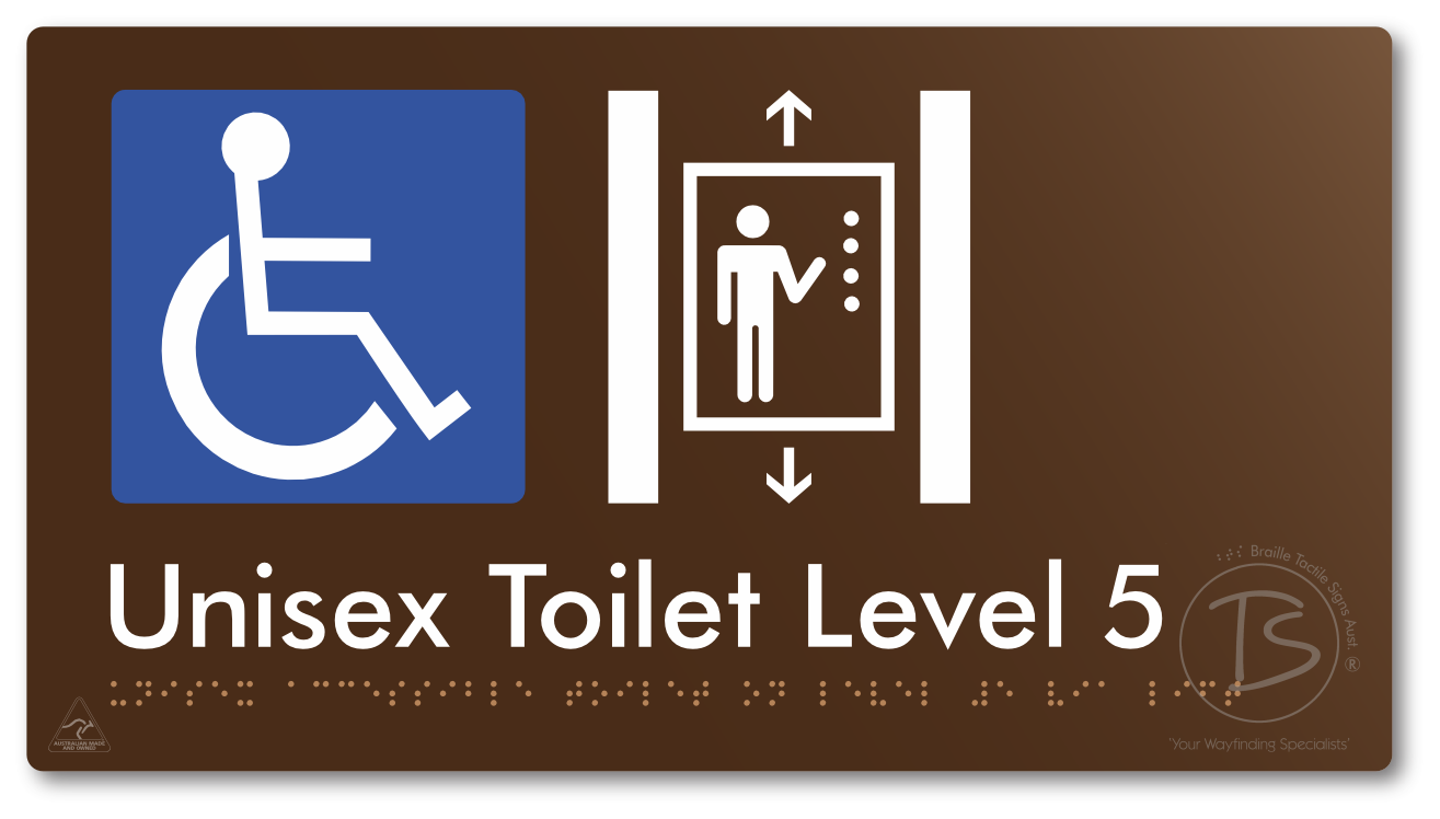 Unisex Accessible Toilet on Level 5 Via Lift - Braille Tactile Signs Aust.