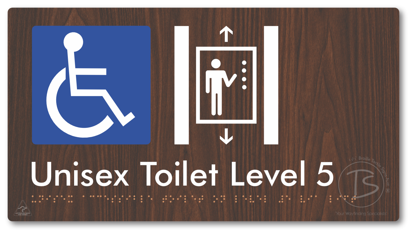 Unisex Accessible Toilet on Level 5 Via Lift - Braille Tactile Signs Aust.