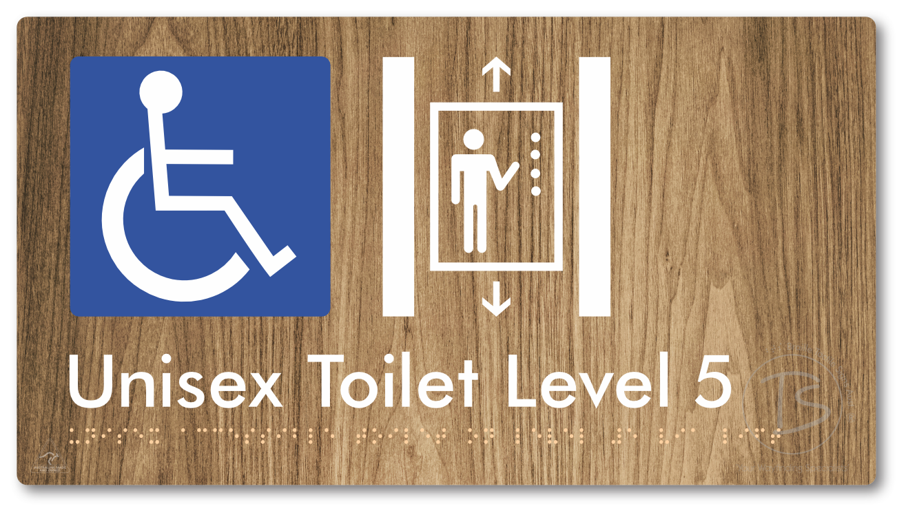 Unisex Accessible Toilet on Level 5 Via Lift - Braille Tactile Signs Aust.