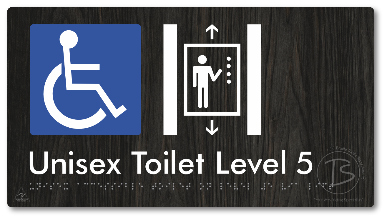 Unisex Accessible Toilet on Level 5 Via Lift - Braille Tactile Signs Aust.