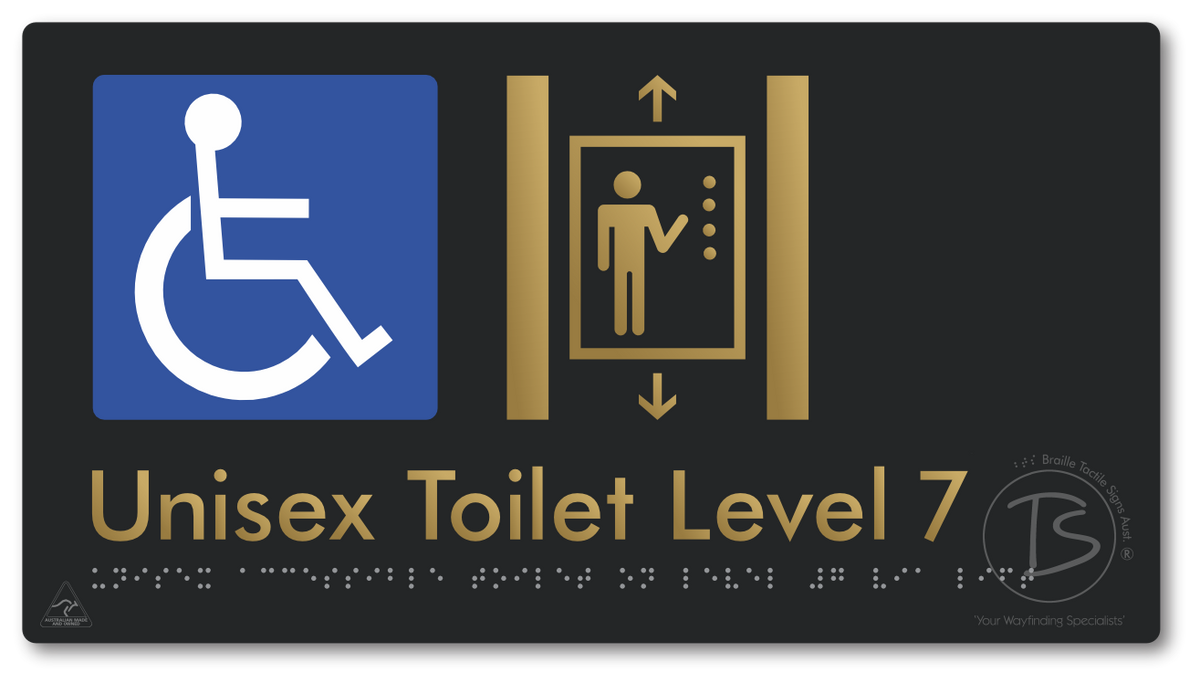 Unisex Accessible Toilet on Level 7 Via Lift - Braille Tactile Signs Aust.