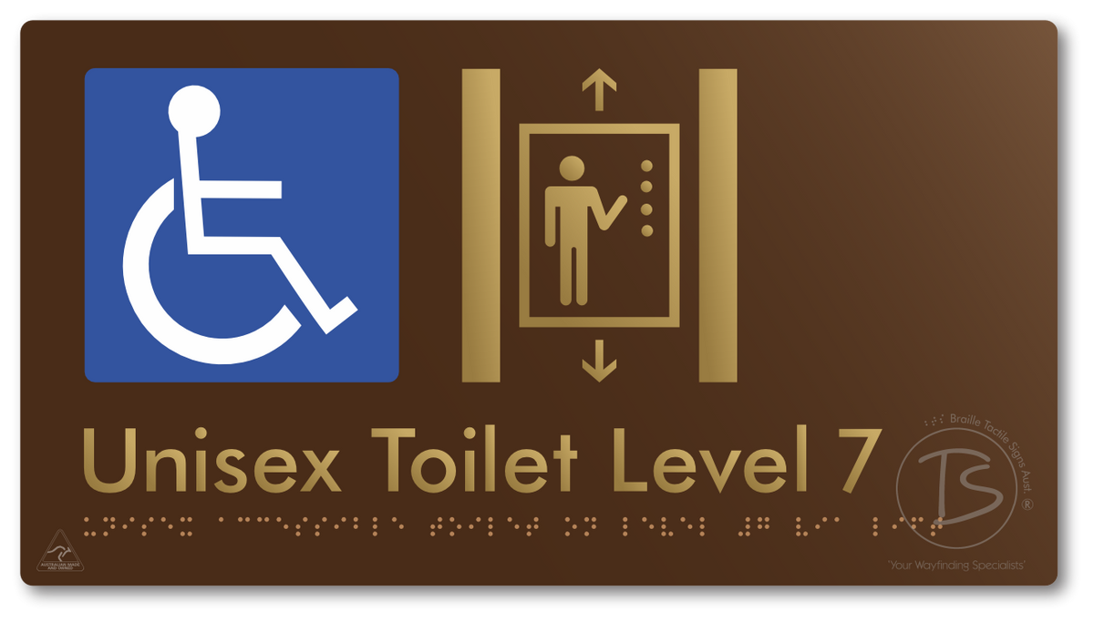Unisex Accessible Toilet on Level 7 Via Lift - Braille Tactile Signs Aust.