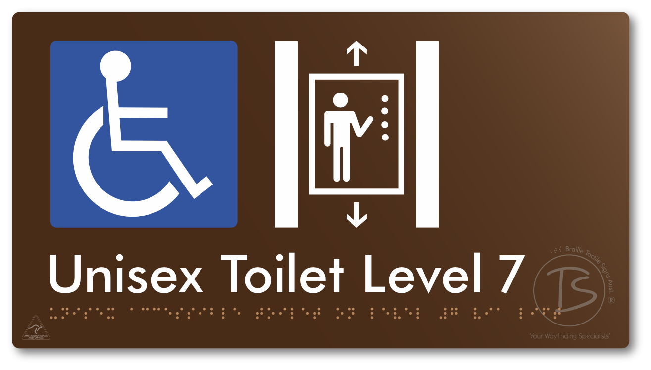 Unisex Accessible Toilet on Level 7 Via Lift - Braille Tactile Signs Aust.