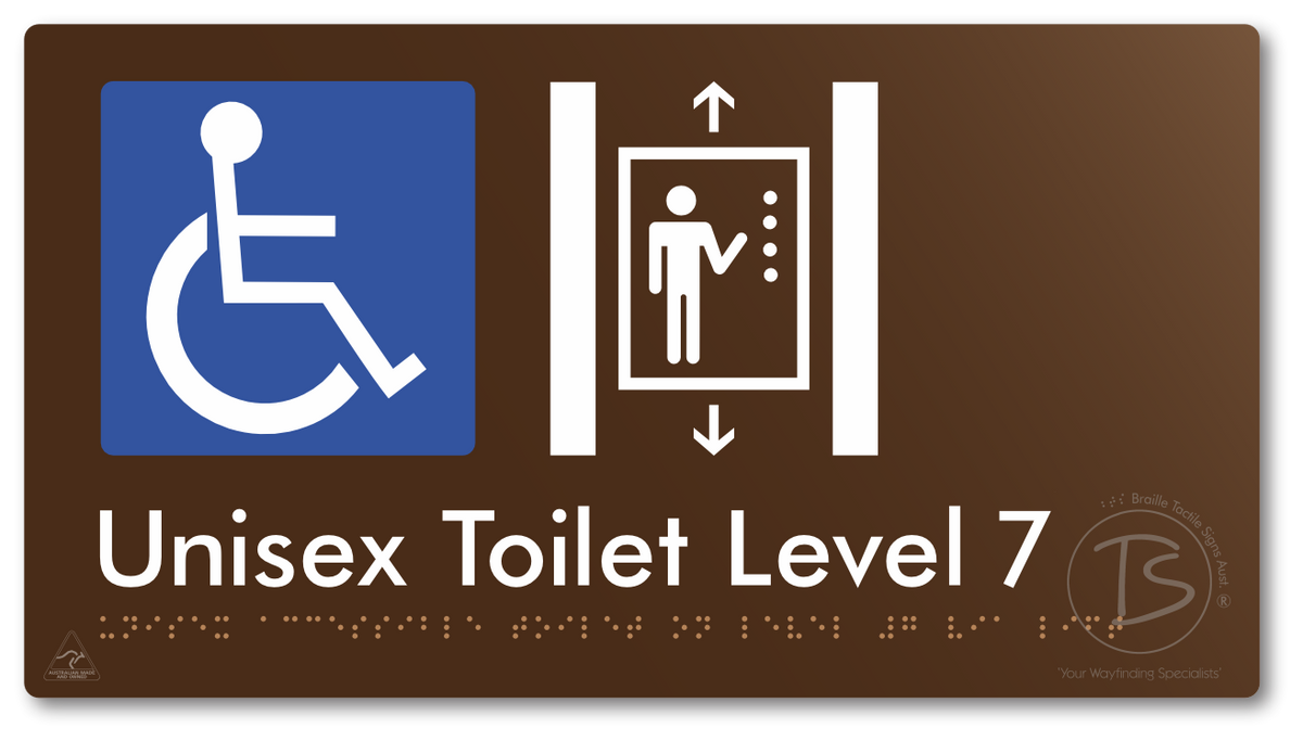 Unisex Accessible Toilet on Level 7 Via Lift - Braille Tactile Signs Aust.