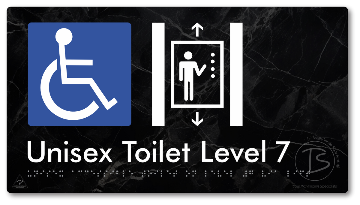Unisex Accessible Toilet on Level 7 Via Lift - Braille Tactile Signs Aust.