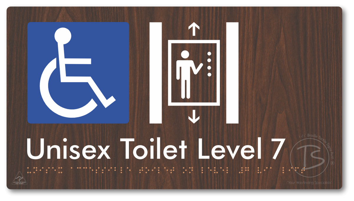 Unisex Accessible Toilet on Level 7 Via Lift - Braille Tactile Signs Aust.