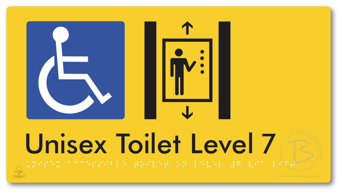 Unisex Accessible Toilet on Level 7 Via Lift - Braille Tactile Signs Aust.