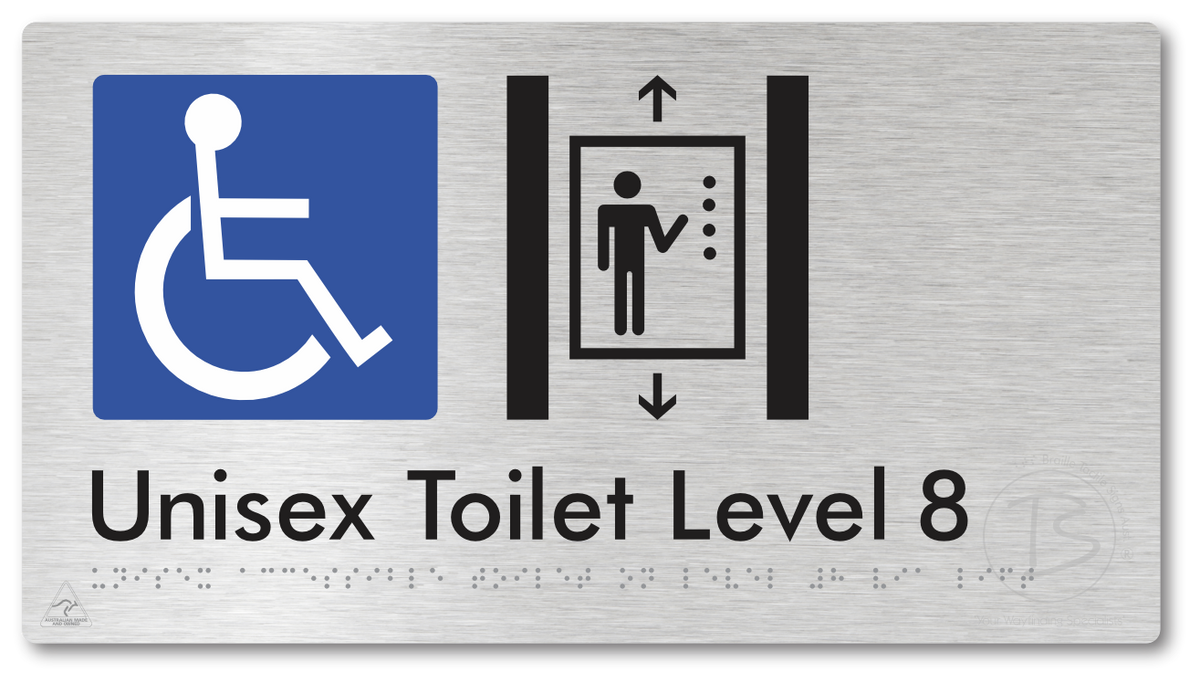Unisex Accessible Toilet on Level 8 Via Lift - Braille Tactile Signs Aust.