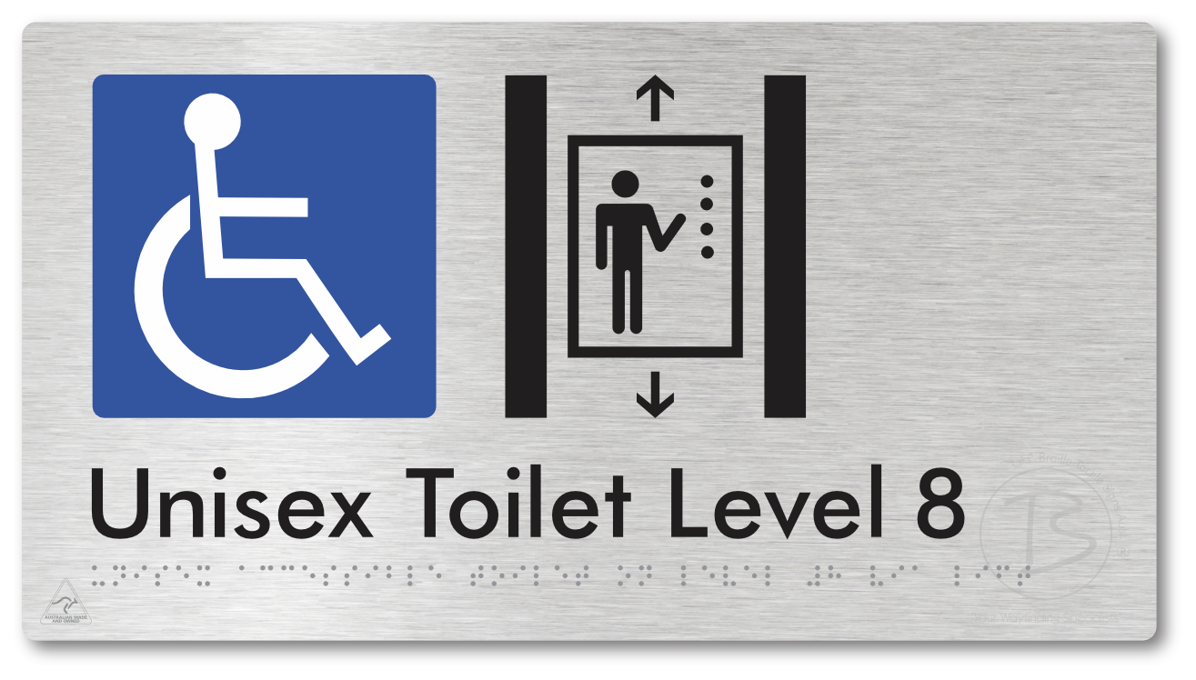 Unisex Accessible Toilet on Level 8 Via Lift - Braille Tactile Signs Aust.