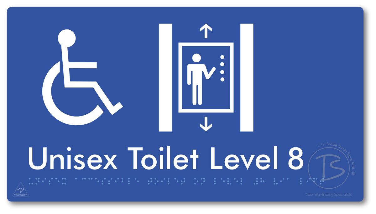 Unisex Accessible Toilet on Level 8 Via Lift - Braille Tactile Signs Aust.