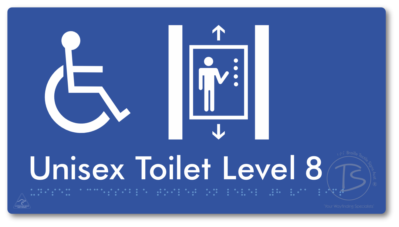 Unisex Accessible Toilet on Level 8 Via Lift - Braille Tactile Signs Aust.