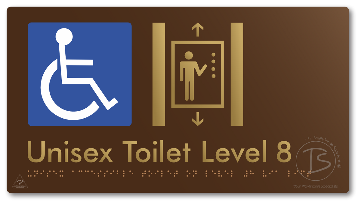 Unisex Accessible Toilet on Level 8 Via Lift - Braille Tactile Signs Aust.