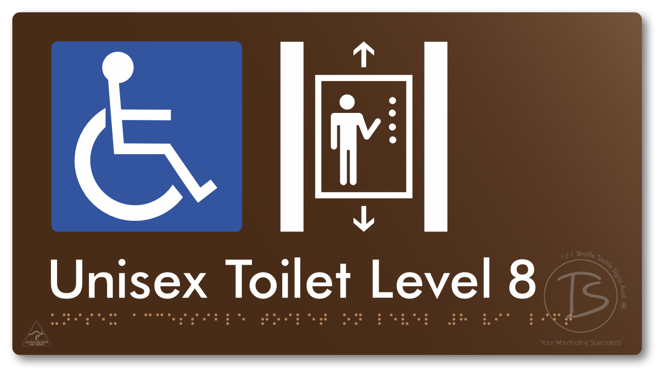 Unisex Accessible Toilet on Level 8 Via Lift - Braille Tactile Signs Aust.