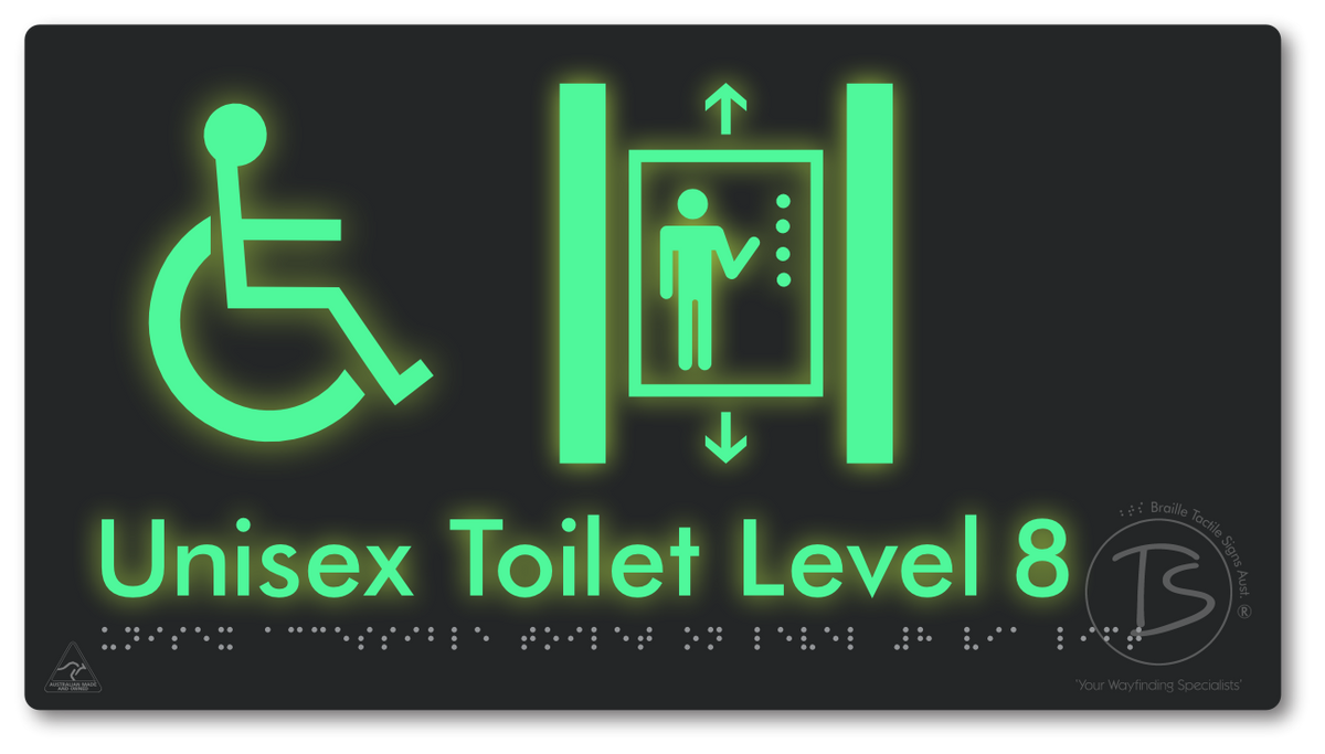Unisex Accessible Toilet on Level 8 Via Lift - Braille Tactile Signs Aust.