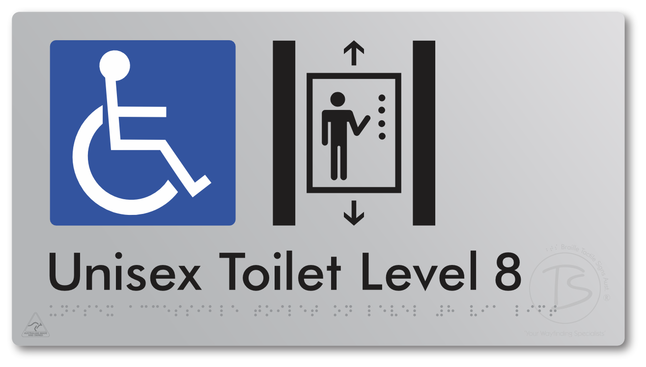 Unisex Accessible Toilet on Level 8 Via Lift - Braille Tactile Signs Aust.