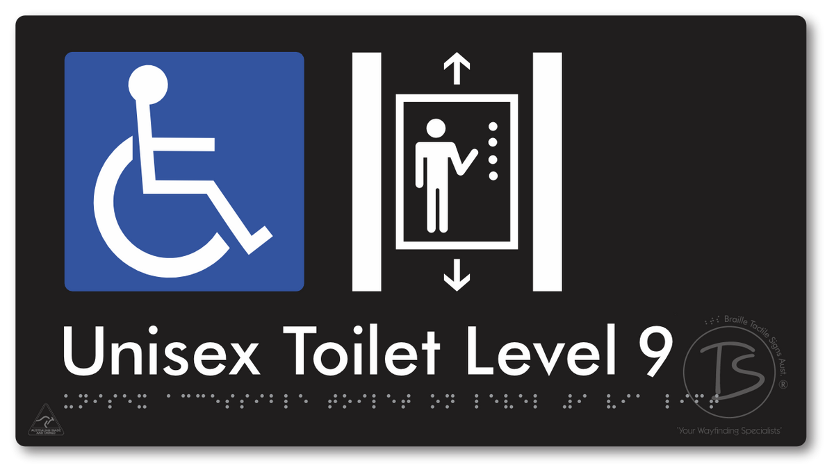 Unisex Accessible Toilet on Level 9 Via Lift - Braille Tactile Signs Aust.