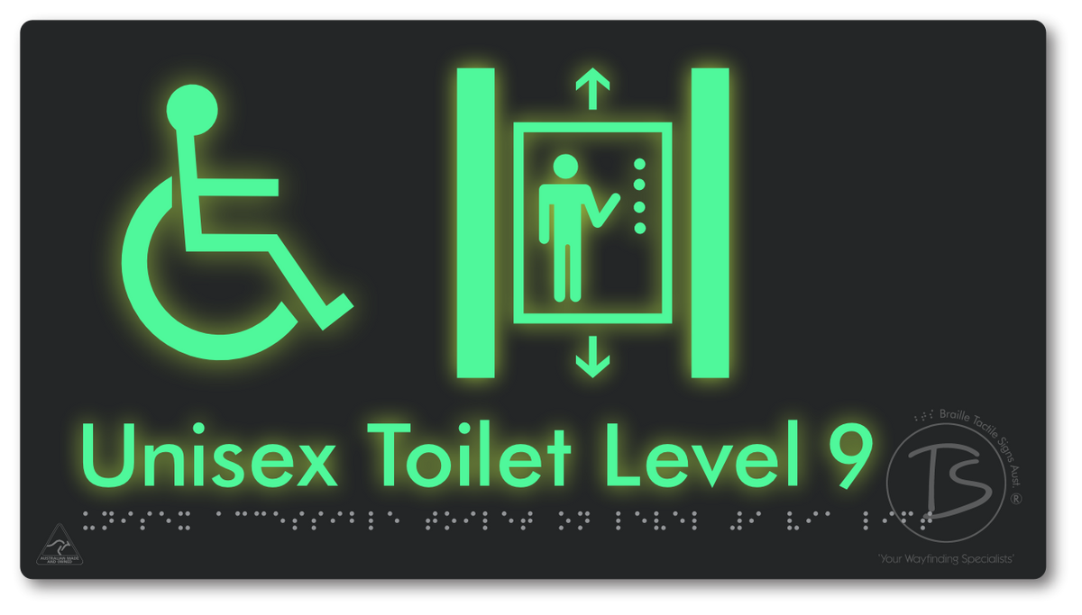 Unisex Accessible Toilet on Level 9 Via Lift - Braille Tactile Signs Aust.